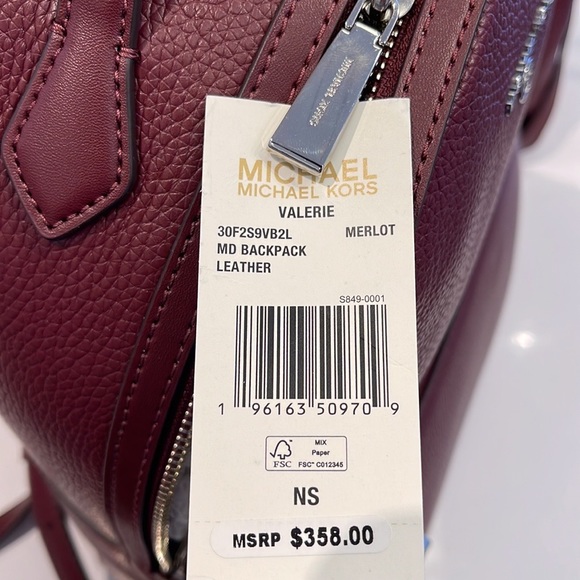 Michael Kors Women's Valerie Medium Pebbled Leather Backpack Merlot 
NWT - Picture 6 of 16